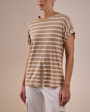 Camiseta Corinne Rayas Beige