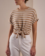 Camiseta Corinne Rayas Beige