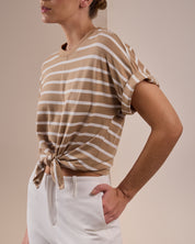 Camiseta Corinne Rayas Beige